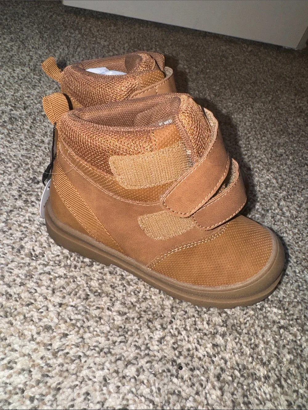 Kids Hi-Top Velcro Ankle Boots in Tan